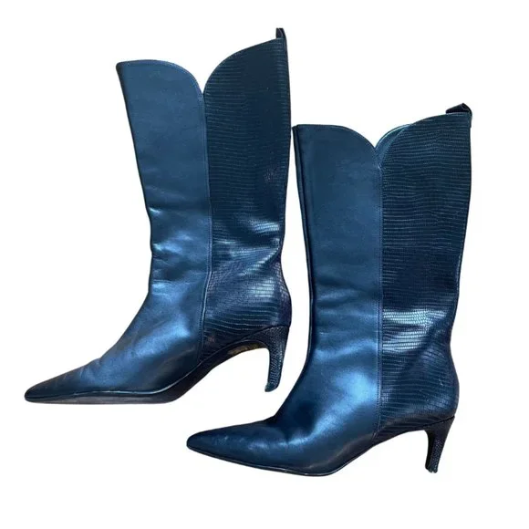 Seydi Pointed Toe Boot In Black Leather Top Grain